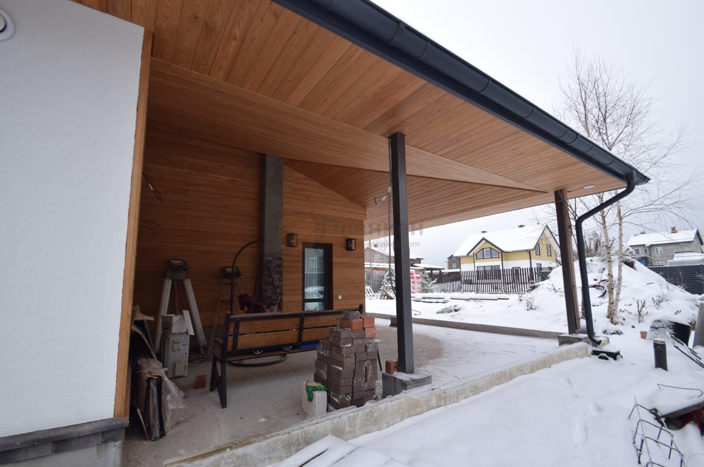 отделка фасада планкеном: пример работ