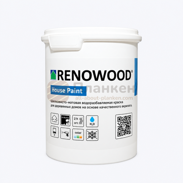 Шелковисто-матовая укрывная краска Renowood House Paint для планкена